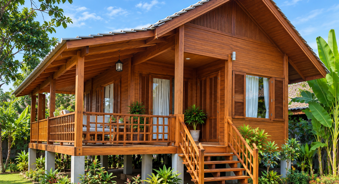 7 Elemen Fasad Rumah Kayu Jati yang Cocok Dipadukan dengan Gebyok Ukir