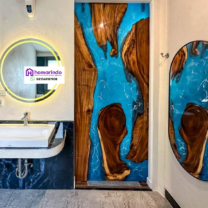 Pintu Resin Estetik Kombinasi Kayu Alami