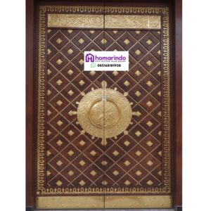 Pintu Nabawi Kayu Jati Kombinasi Kuningan