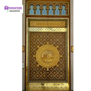 Pintu Nabawi Mewah Kuningan Kombinasi Kayu Jati Asli