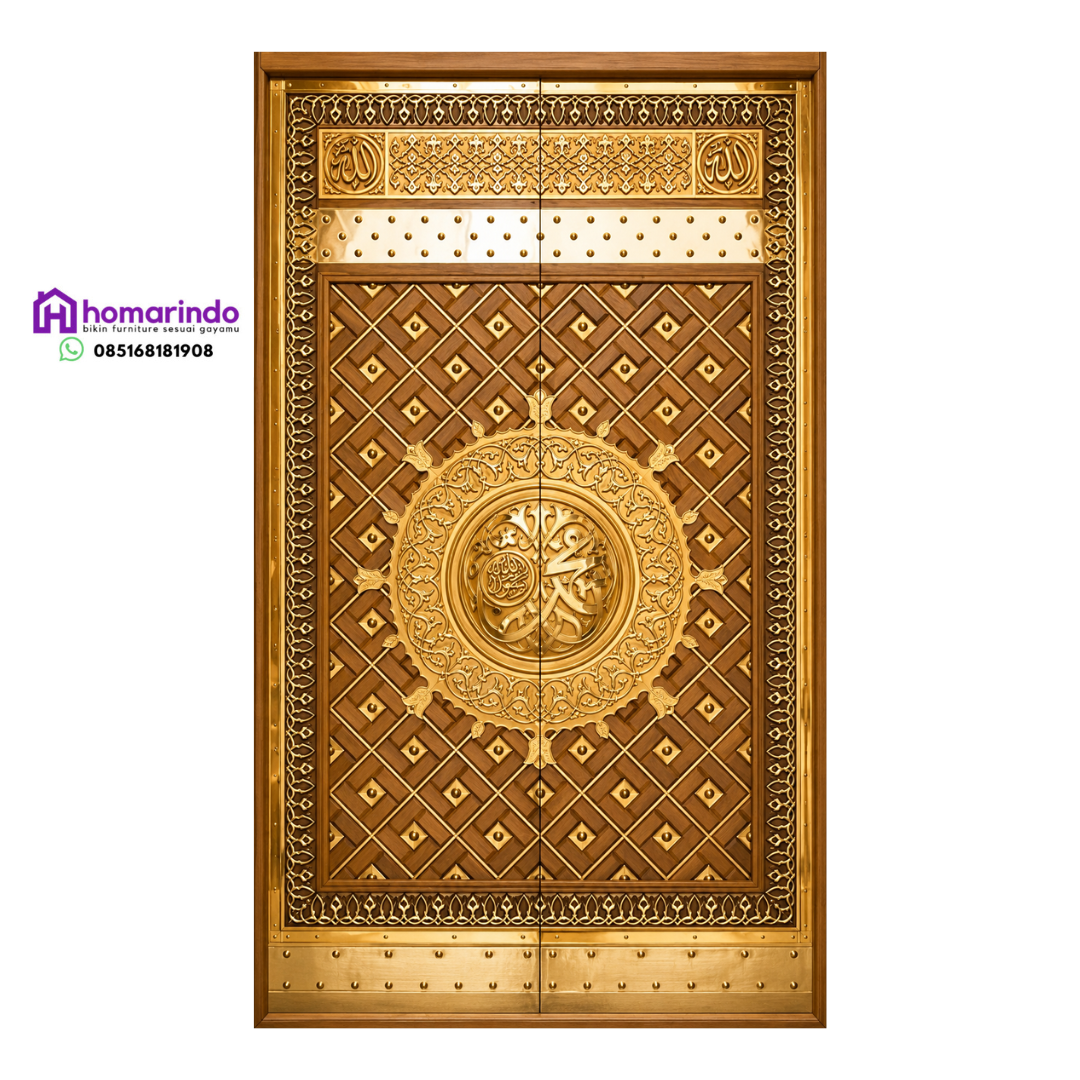 Pintu Nabawi Kuningan Kayu Jati Mewah