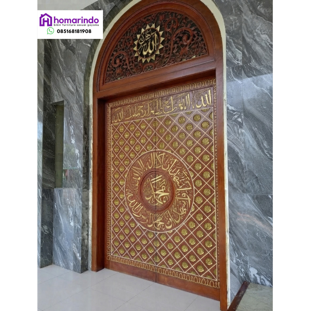 Pintu Nabawi Kayu Jati Mewah Kuningan Ukiran Khas Masjid Nabawi