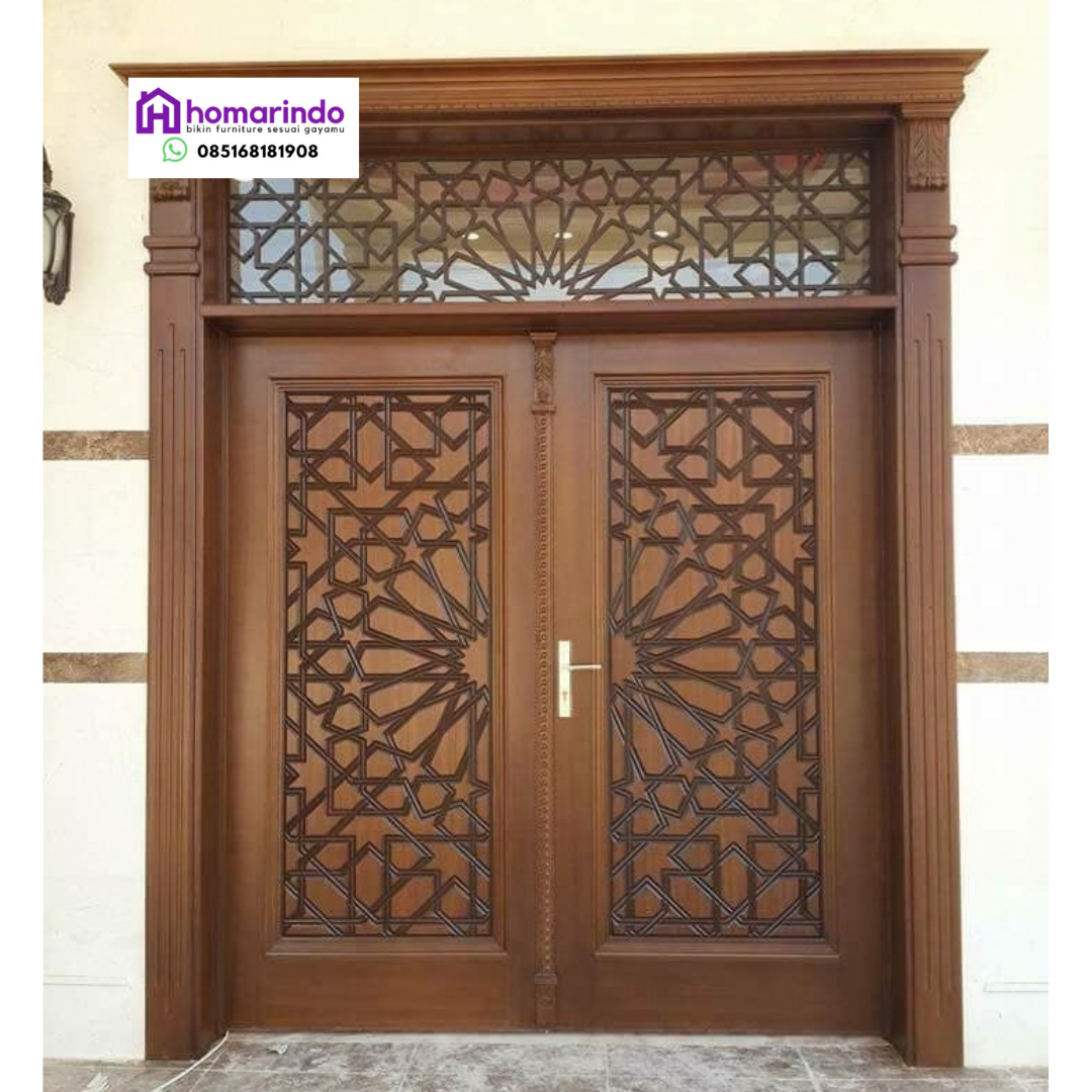 Pintu Nabawi Kayu Jati Klasik Mewah Elegan