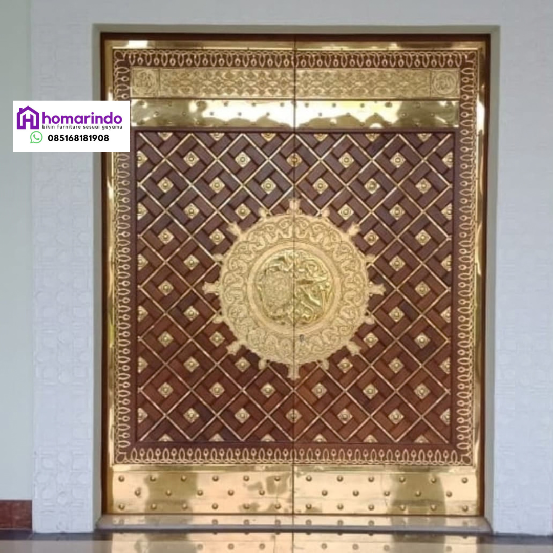 Pintu Nabawi Kuningan Kayu Jati Mewah