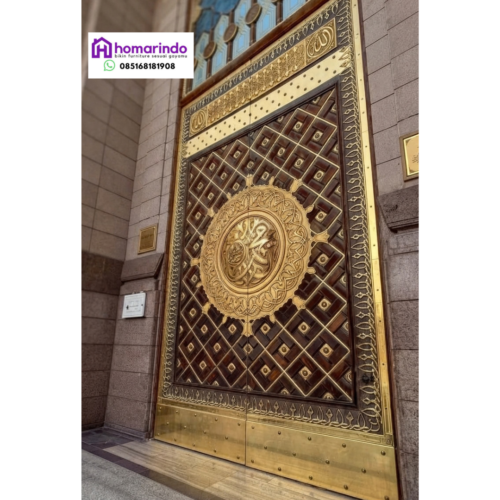 Pintu Nabawi Kustom Kuningan dan Kayu Jati Mewah Pintu Nabawi Kustom Kuningan dan Kayu Jati Mewah