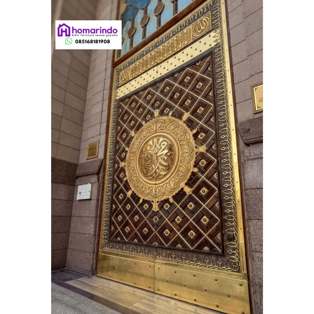 Pintu Nabawi Kustom Kuningan dan Kayu Jati Mewah Pintu Nabawi Kustom Kuningan dan Kayu Jati Mewah