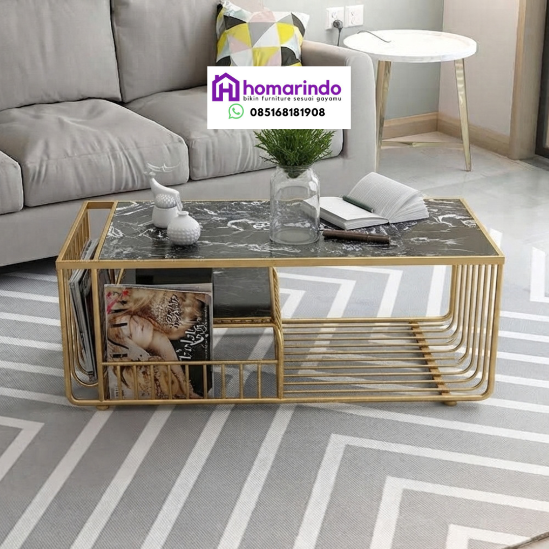 Meja Tamu Stainless Gold Mewah