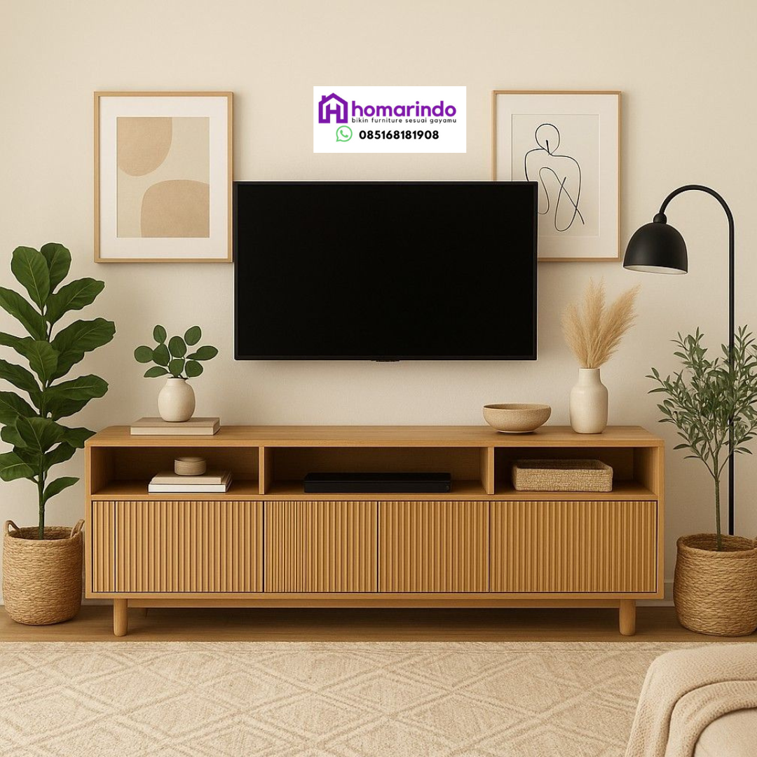 Bufet TV Minimalis Modern Kayu Jati Estetik