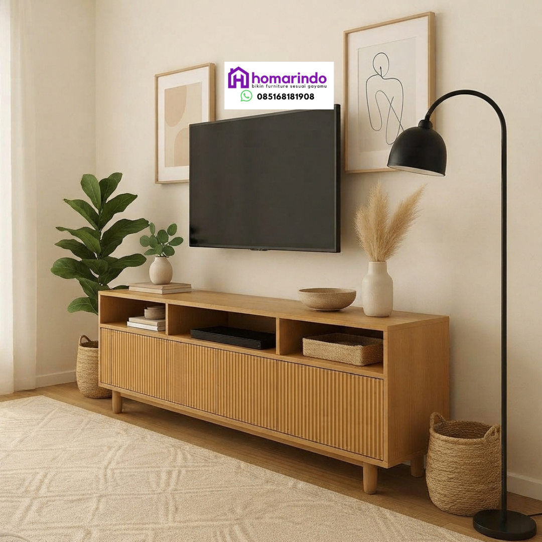 Bufet TV Minimalis Modern Kayu Jati Estetik Bufet TV Minimalis Modern Kayu Jati Estetik