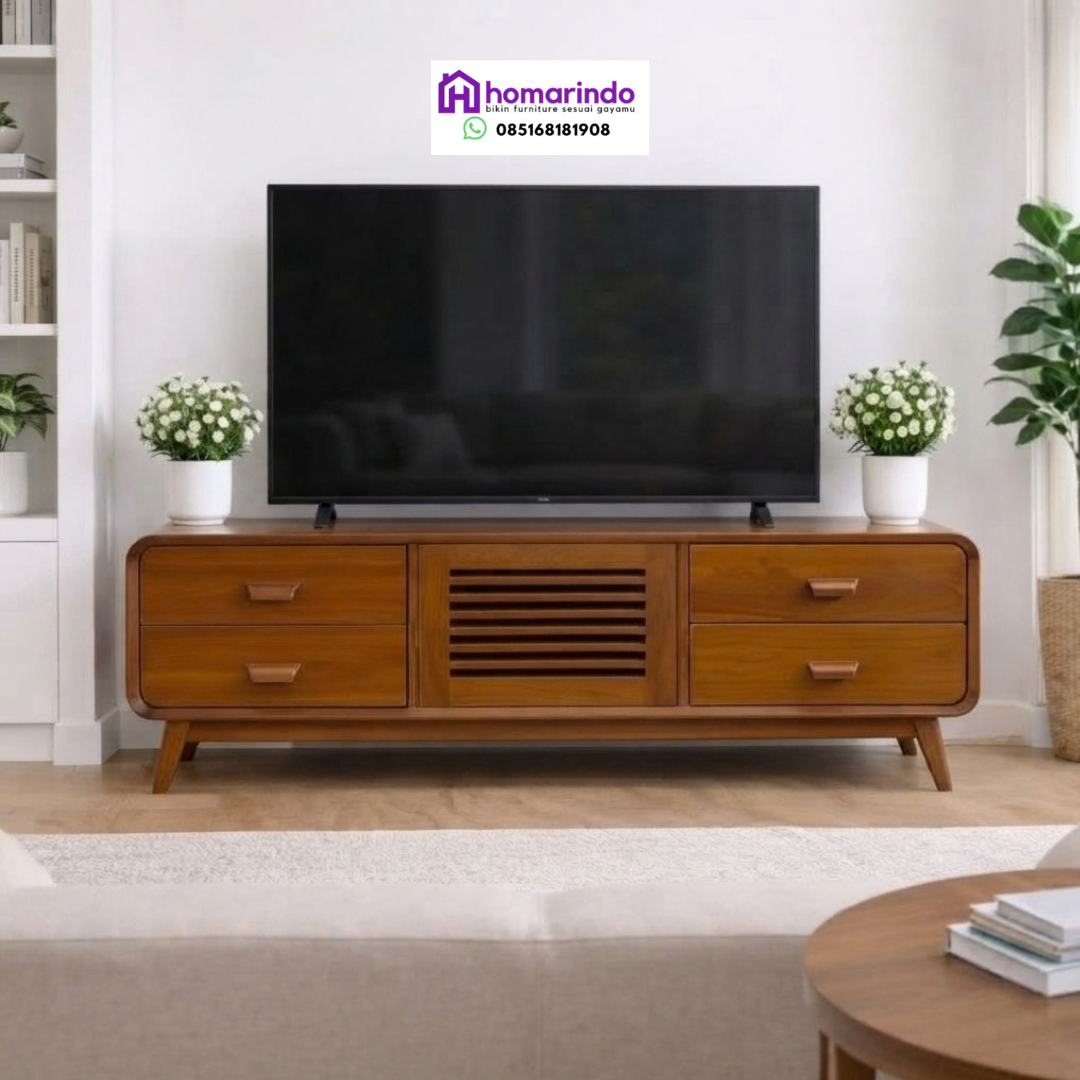 Bufet TV Kayu Jati Minimalis Modern Retro