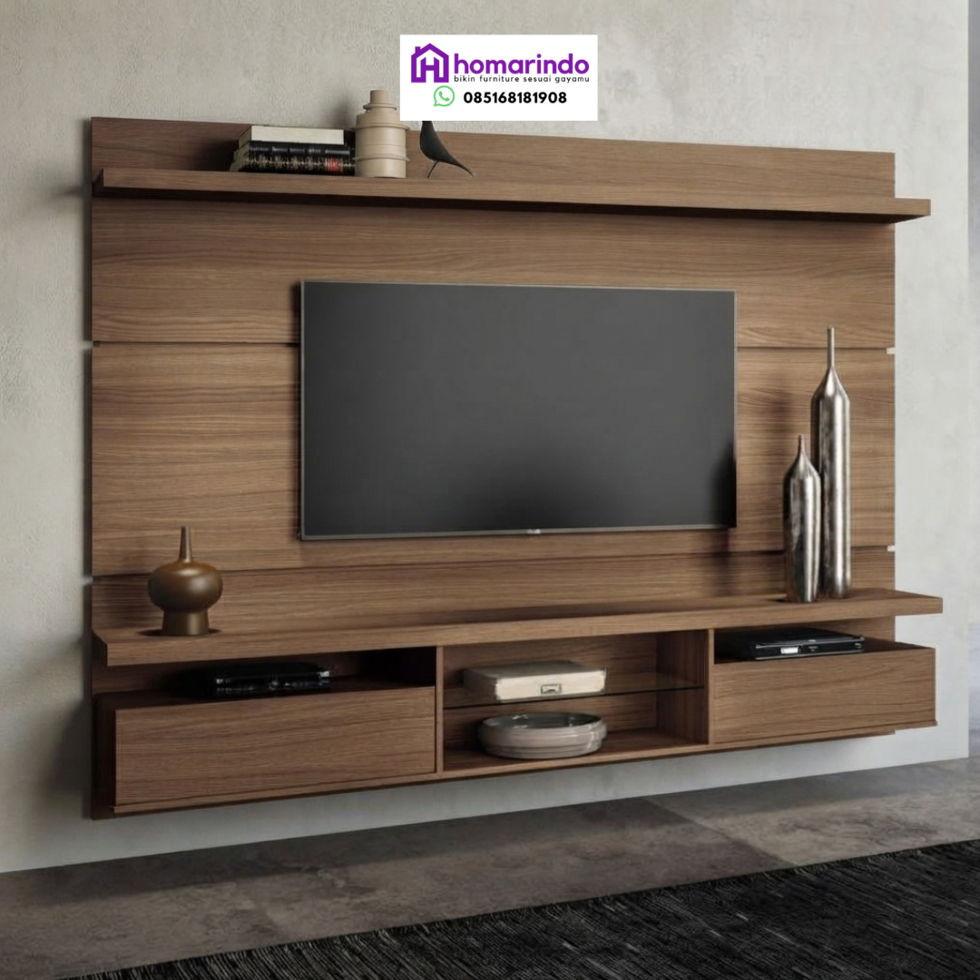 Backdrop TV Dinding Minimalis Kayu Modern Koleksi Eksklusif Homarindo 