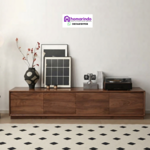 Meja TV Minimalis Kayu Jati Solid Homarindo