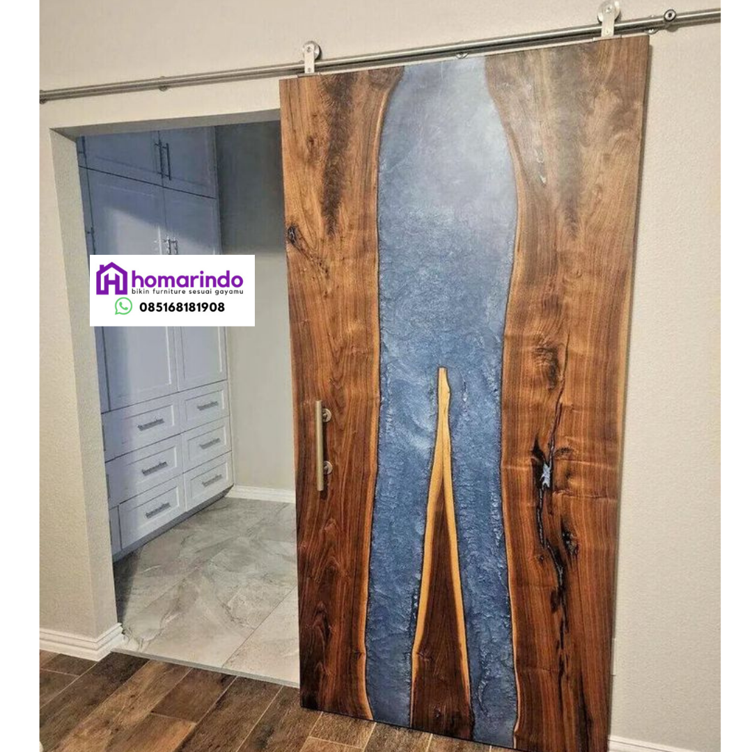 Pintu Geser Epoxy Resin River & Wood