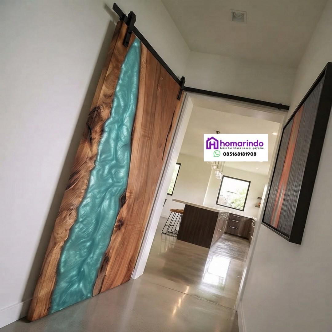 Pintu Resin Geser Estetik Kombinasi Kayu Alami Pintu Resin Geser Estetik Kombinasi Kayu Alami