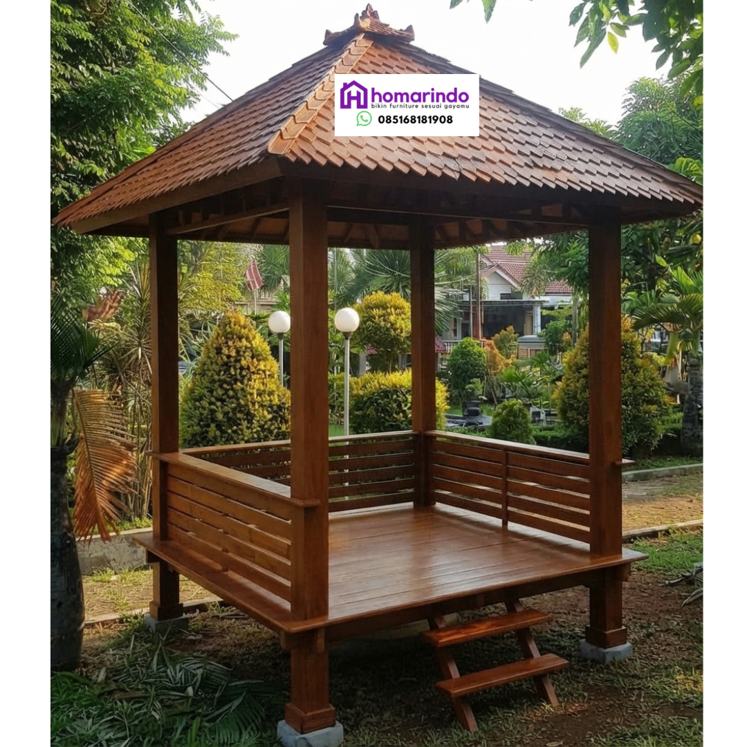 Gazebo Taman Kayu Jati Minimalis Gazebo Taman Kayu Jati Minimalis