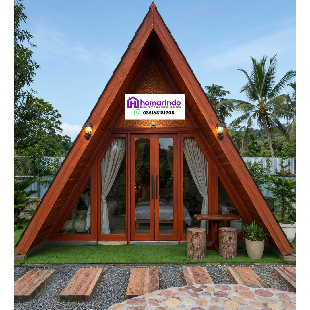 Rumah Kayu Segitiga Minimalis