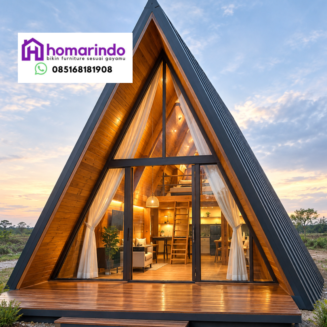 Rumah Segitiga Kayu Jati Klasik