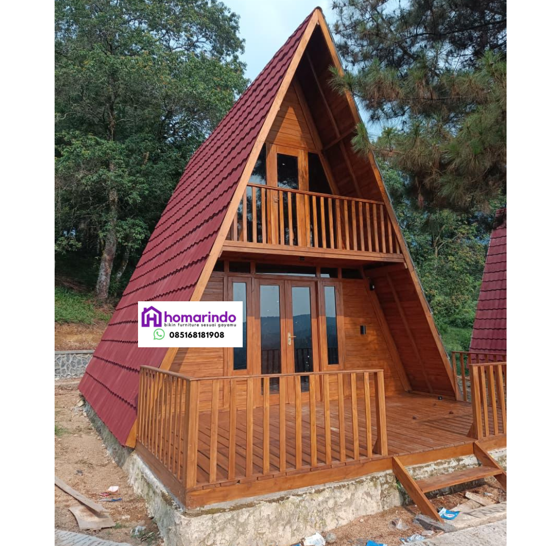 Rumah Segitiga Kayu Jati 2 Lantai