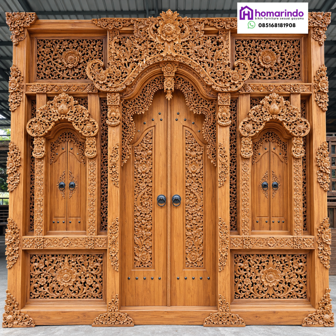 Pintu Gebyok Ukir Kayu Jati Eksklusif