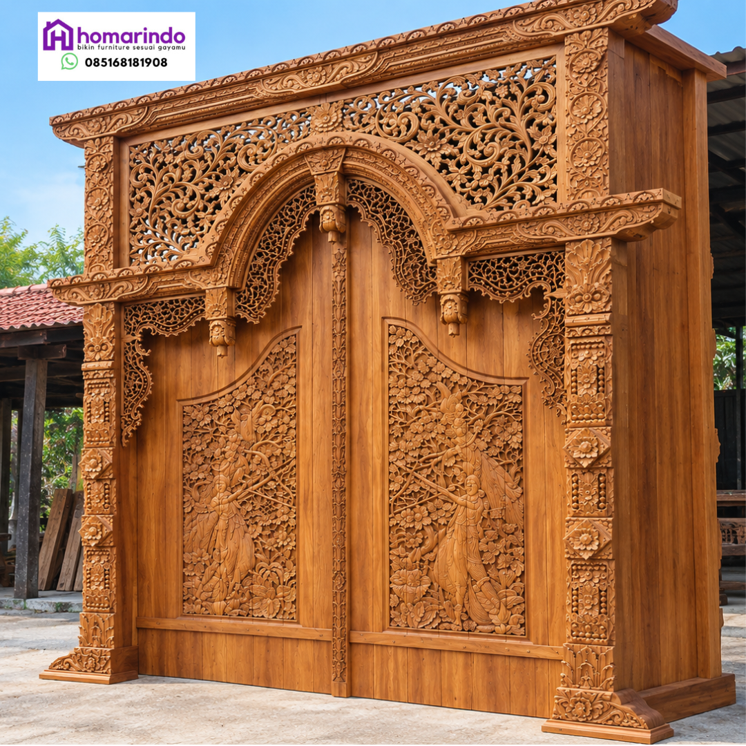 Pintu Gebyok Ukir Kayu Jati