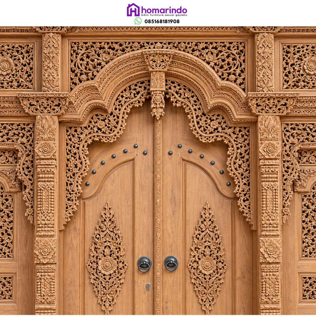 Pintu Gebyok Ukir Kayu Jati Mewah Nusantara
