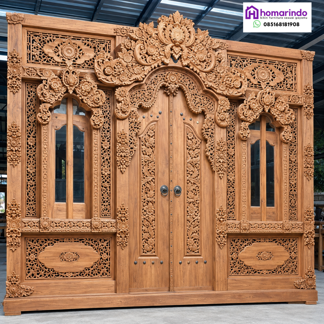 Pintu Gebyok Ukir Kayu Jati Klasik Jumbo