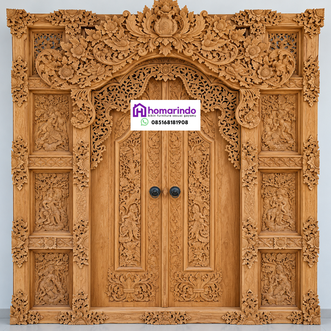 Pintu Gebyok Ukir Kayu Jati Klasik Mewah