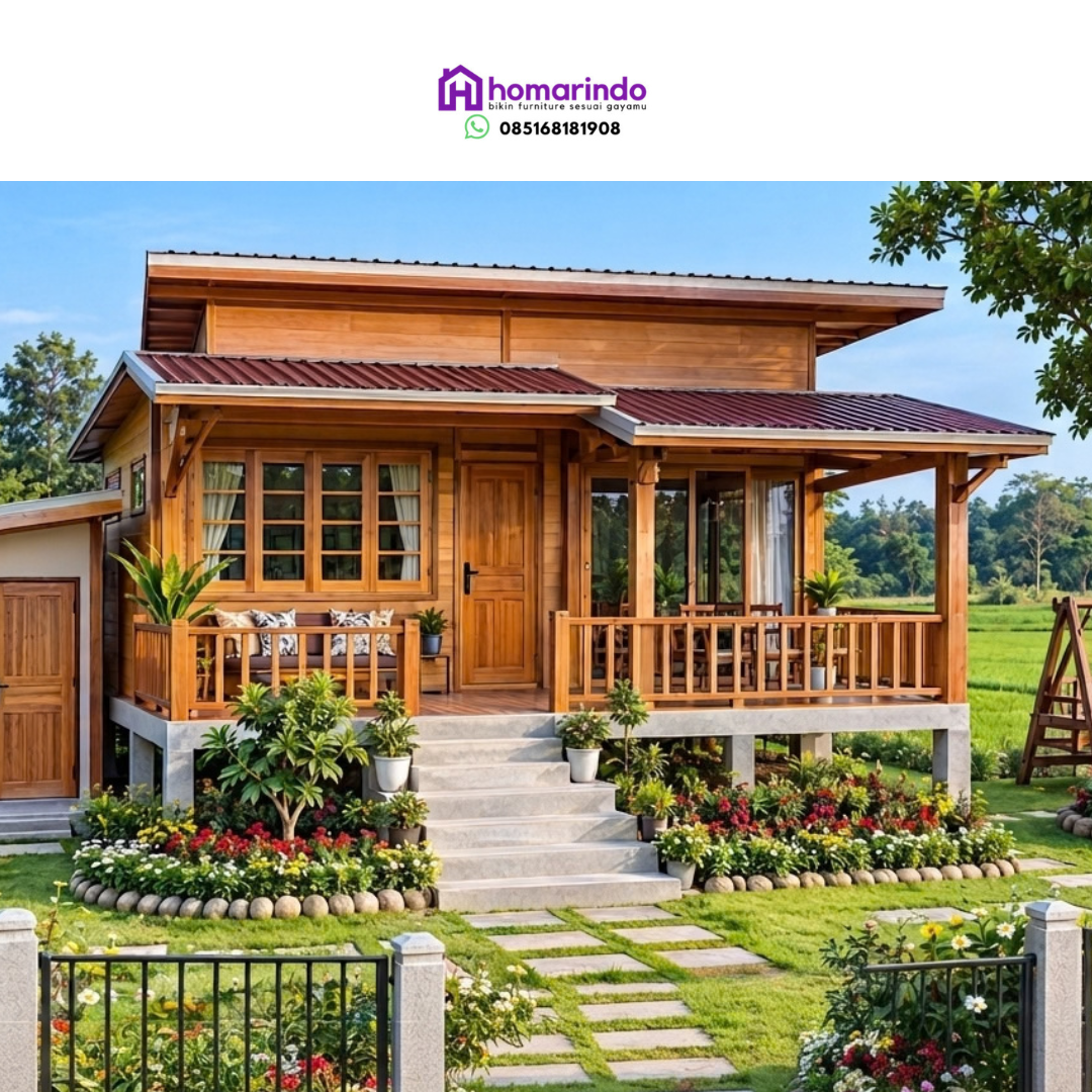 Rumah Kayu Jati Minimalis Modern Paling Estetik