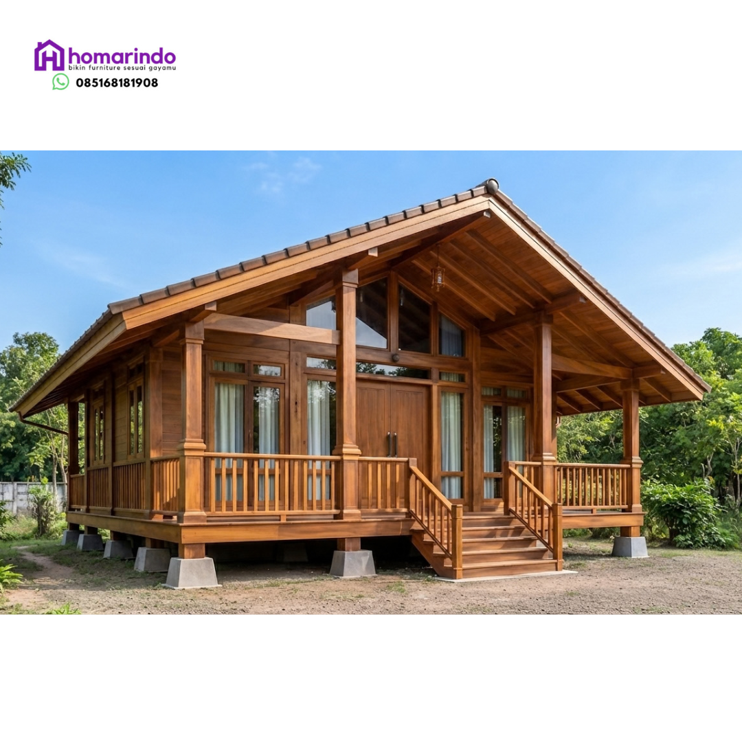 Rumah Panggung Kayu Jati Minimalis Modern Mewah Rumah Panggung Kayu Jati Minimalis Modern Mewah