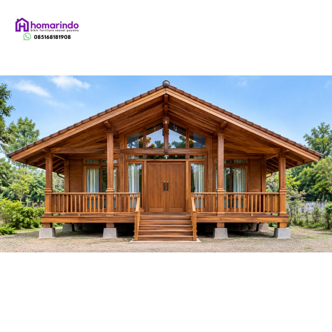 Rumah Panggung Kayu Jati Minimalis Modern Mewah