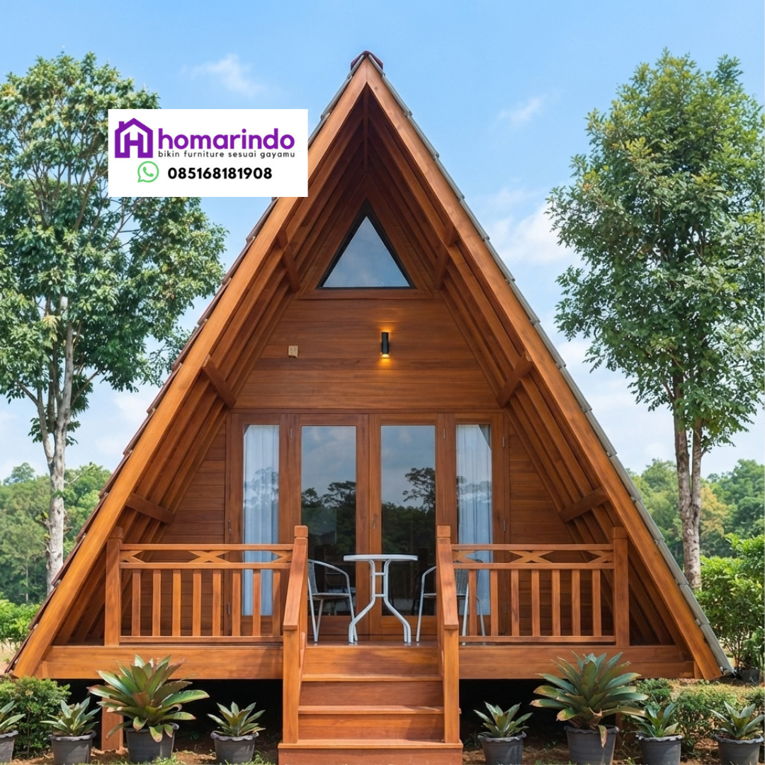 Rumah A-Frame Kayu Jati Minimalis