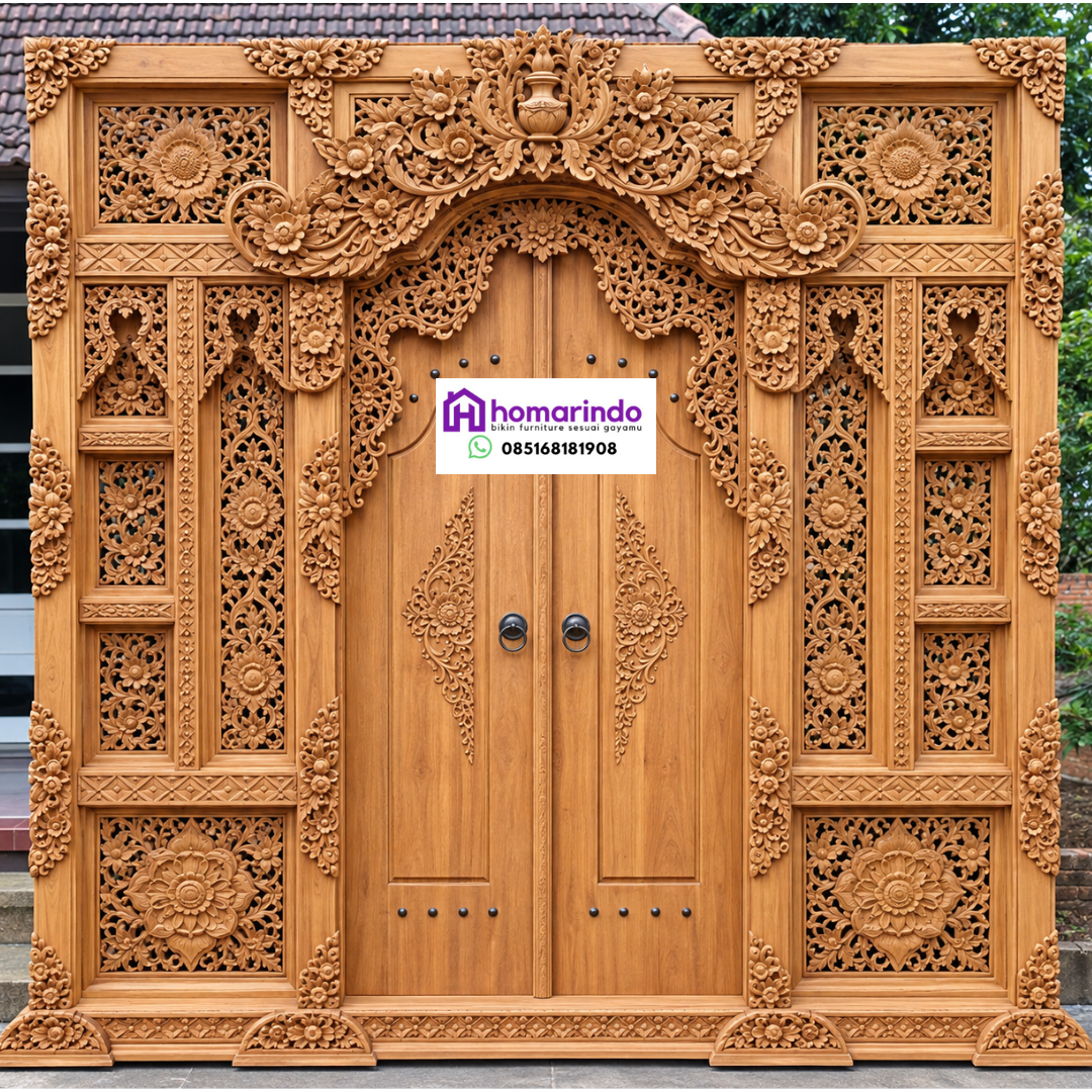 Pintu Gebyog Ukir Jati Klasik Mewah Nusantara