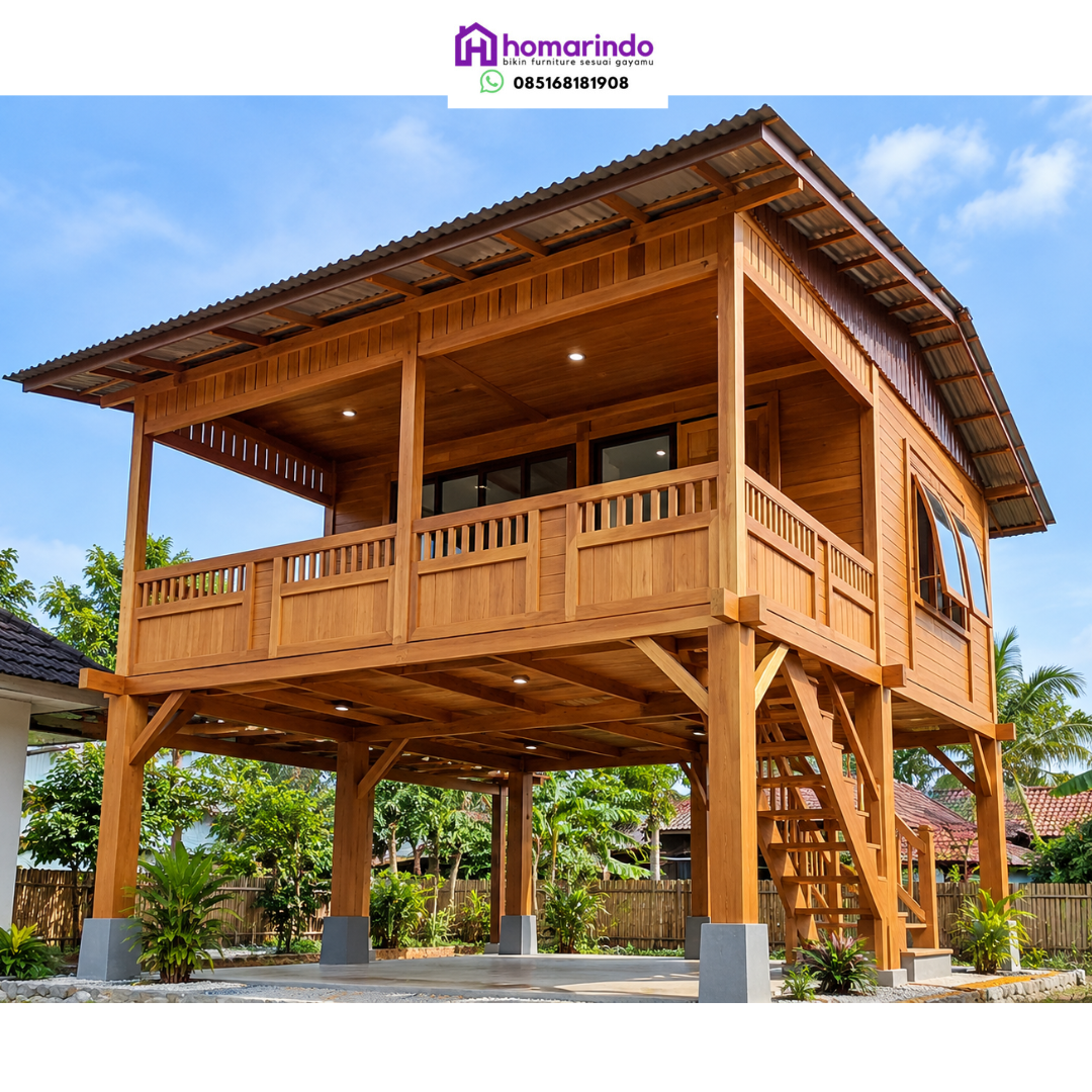 Rumah Kayu Panggung Jati Minimalis Modern Tradisional Rumah Kayu Panggung Jati Minimalis Modern Tradisional