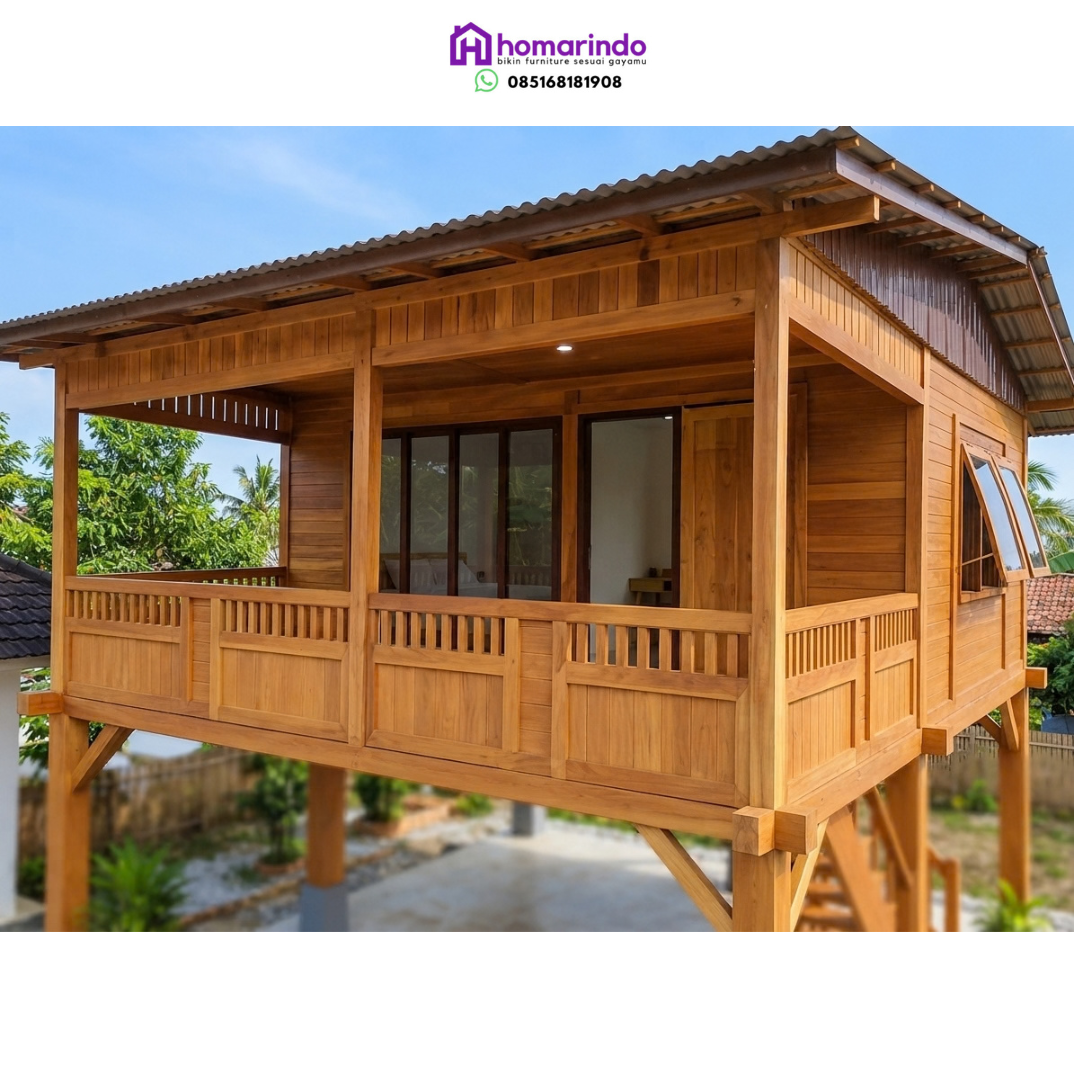 Rumah Kayu Panggung Jati Minimalis Modern Tradisional 2 Rumah Kayu Panggung Jati Minimalis Modern Tradisional