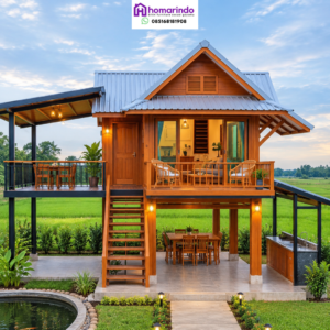 Rumah Panggung Kayu Jati Minimalis Modern