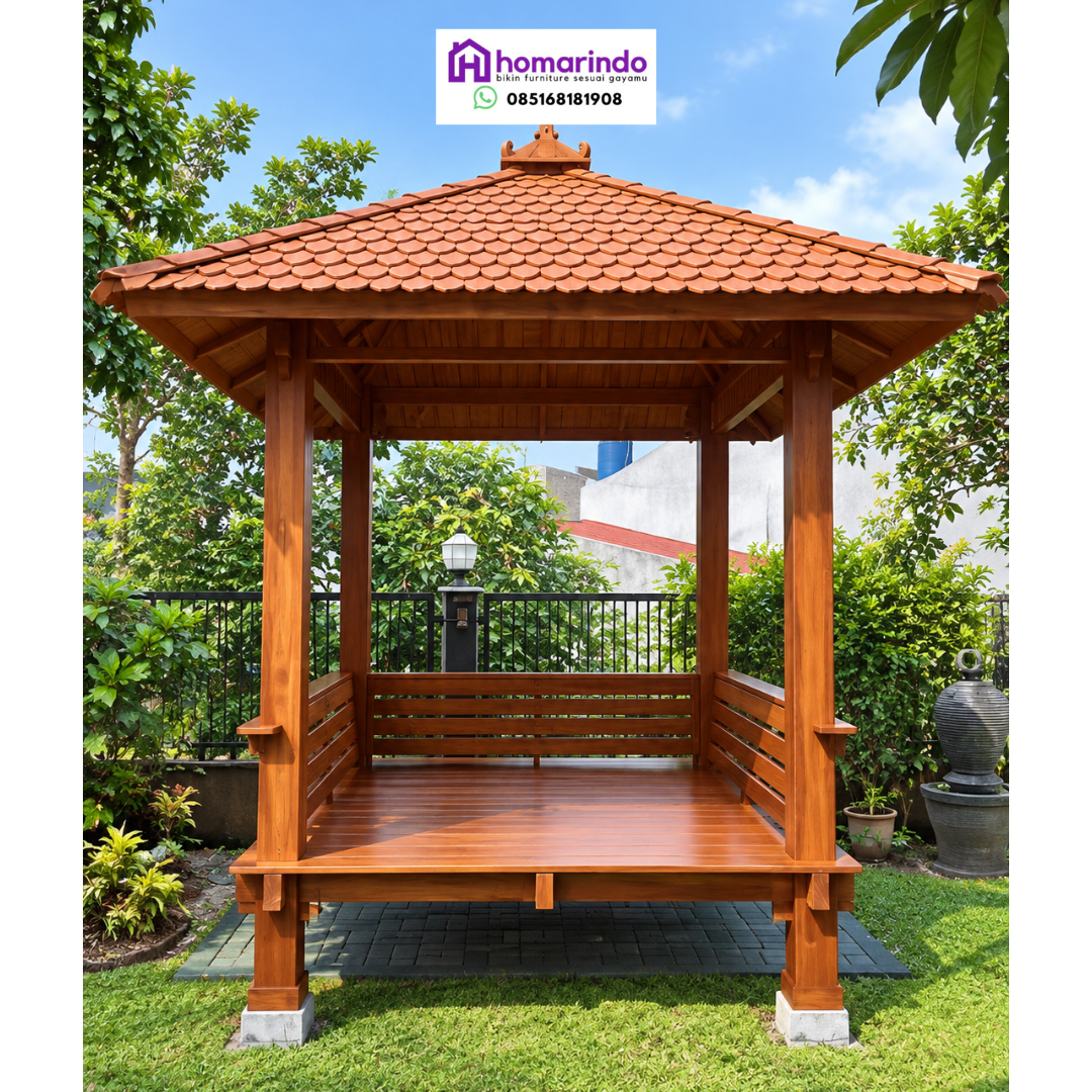 Gazebo Kayu Jati Minimalis  Estetik