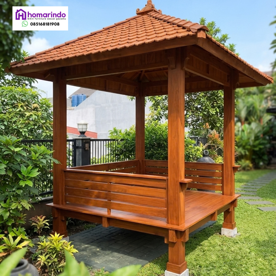 Gazebo Kayu Jati Minimalis Estetik Gazebo Kayu Jati Minimalis Estetik