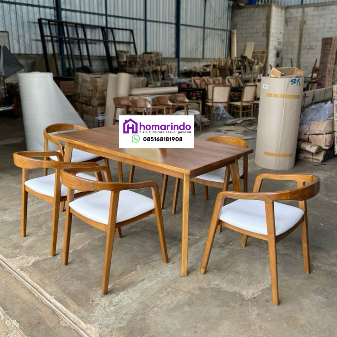 Set Meja Makan Kayu Jati Premium