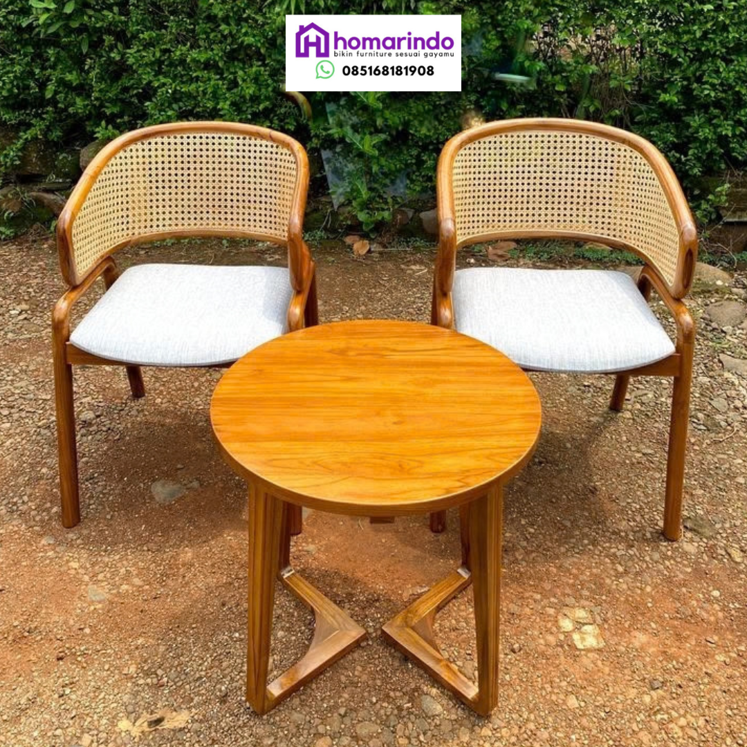 Set Meja Makan Kayu Jati Premium Estetik