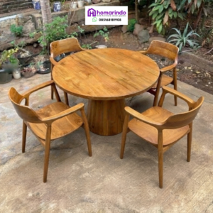 Set Meja Makan Kayu Jati Premium Estetik