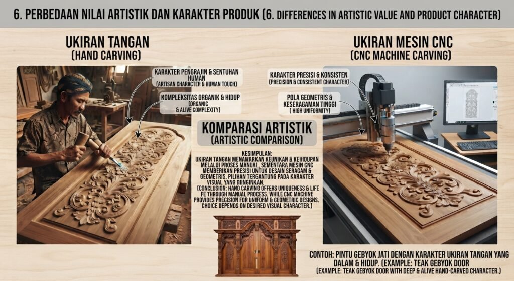 6 Perbedaan Pintu Gebyok Kayu Jati Ukir Tangan dan Ukiran Mesin yang Perlu Diketahui