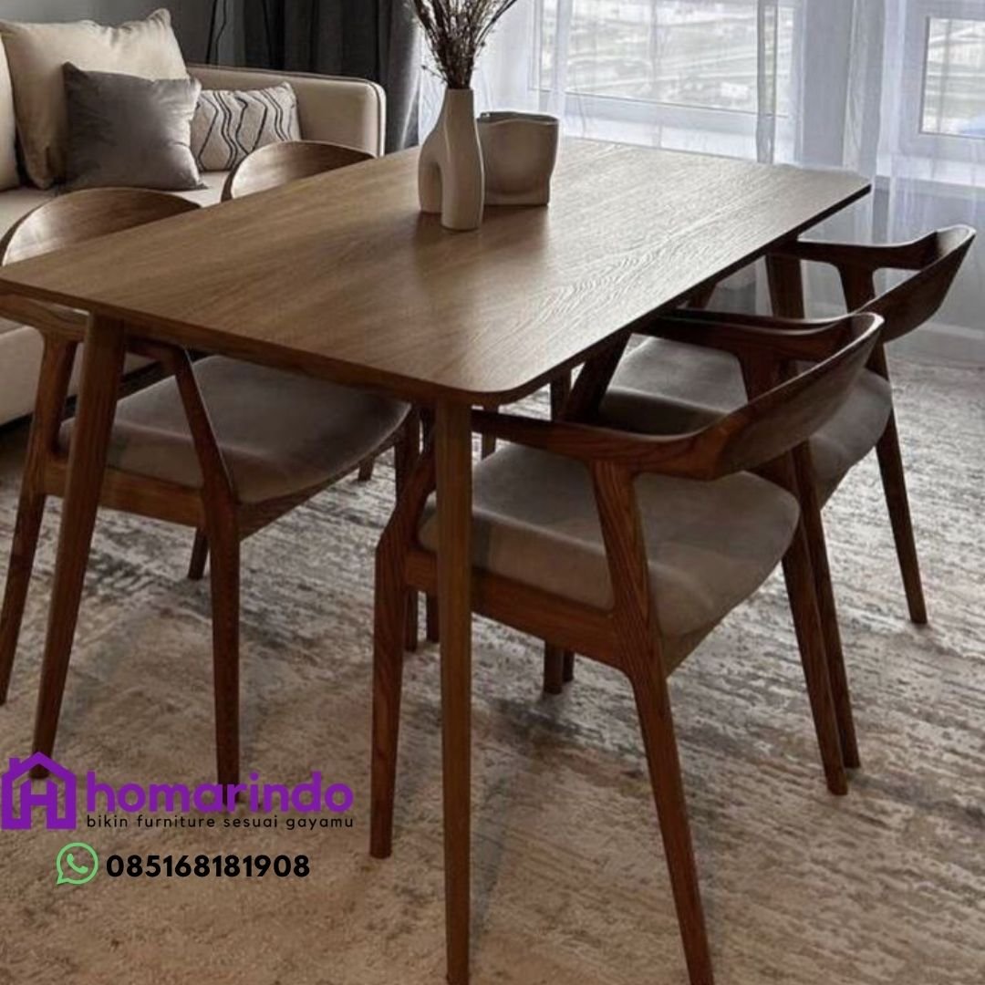 Meja Makan Minimalis Kayu Jati TPK Perhutani