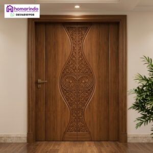 Pintu Kayu Utama Ukir CNC Motif Geometric Classy Premium Homarindo 