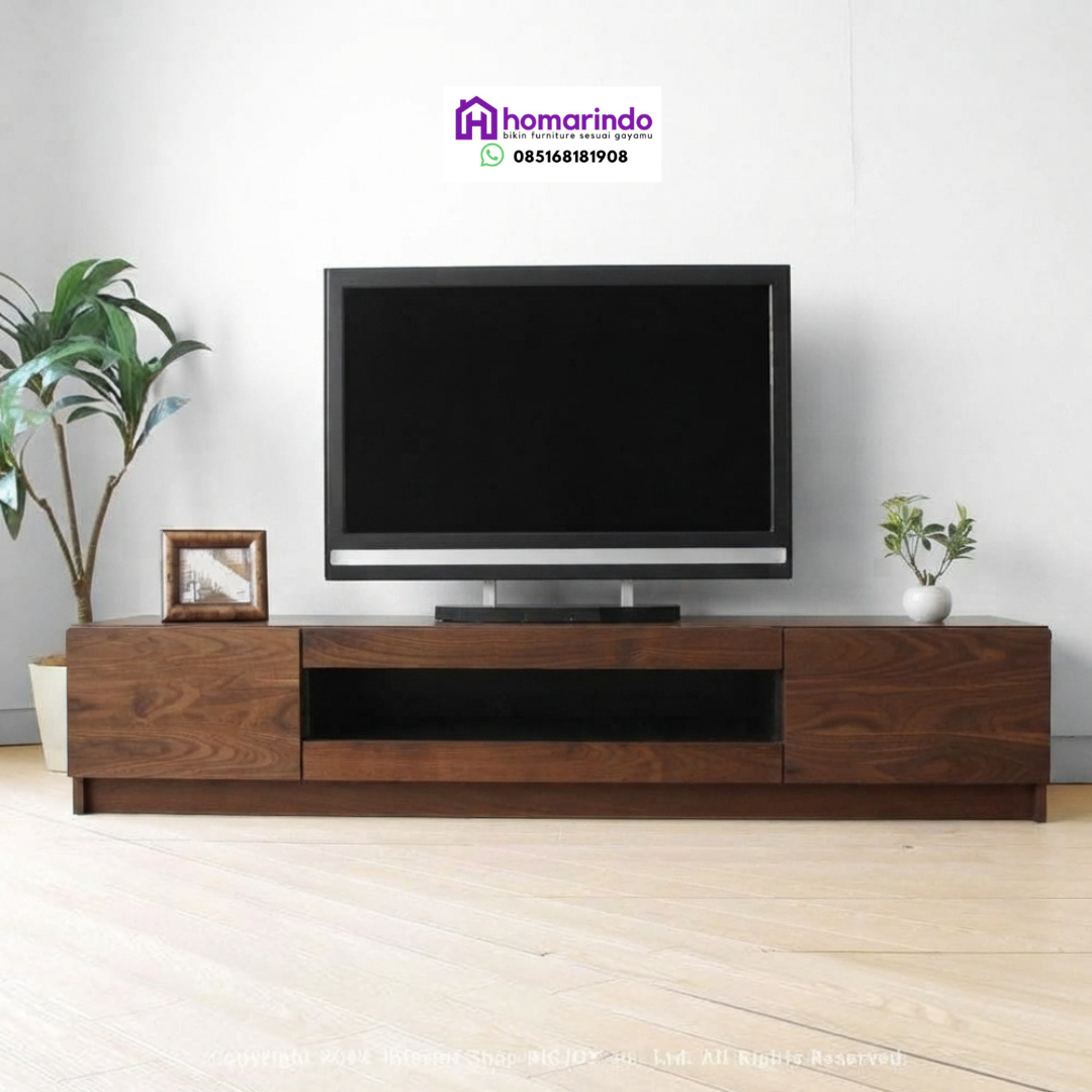 Meja TV Minimalis Modern Kayu Jati Solid