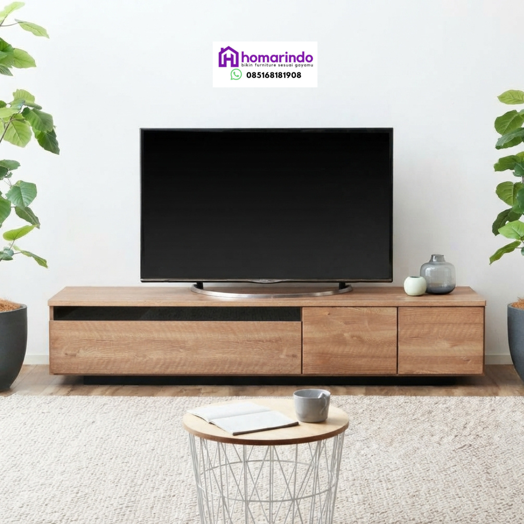 Meja TV Minimalis Modern Kayu Jati