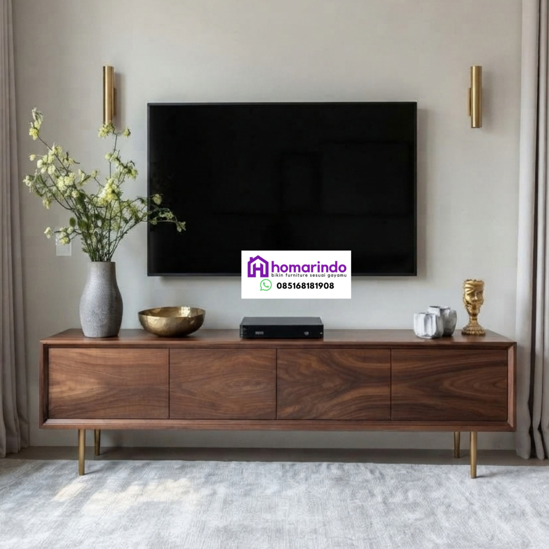Meja TV Kayu Jati Minimalis Modern