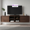 Meja TV Gantung Minimalis Modern Kayu Jati Solid Desain Melengkung Elegan