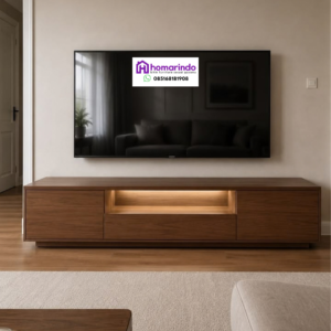 Meja TV Minimalis Modern Kayu Jati Solid