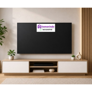 Meja TV Minimalis Modern Kayu Kombinasi Putih Homarindo