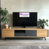 Meja TV Minimalis Modern Kayu Jati Kombinasi Laci & Pintu Elegan